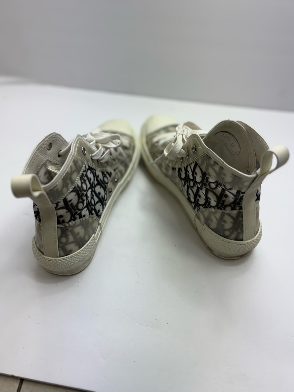 Translucent Lace-Up High Top Sneakers with Monogram - Picture 7 of 12